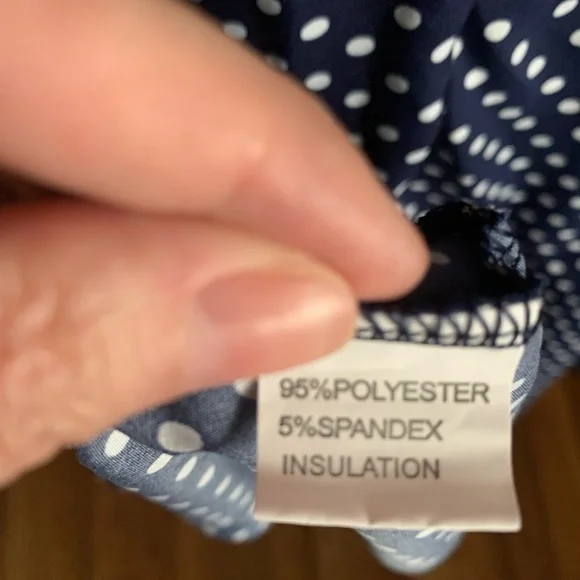 NWOT Navy and White Polka Dot High Low Midi Dress Size Med. - Picture 8 of 8